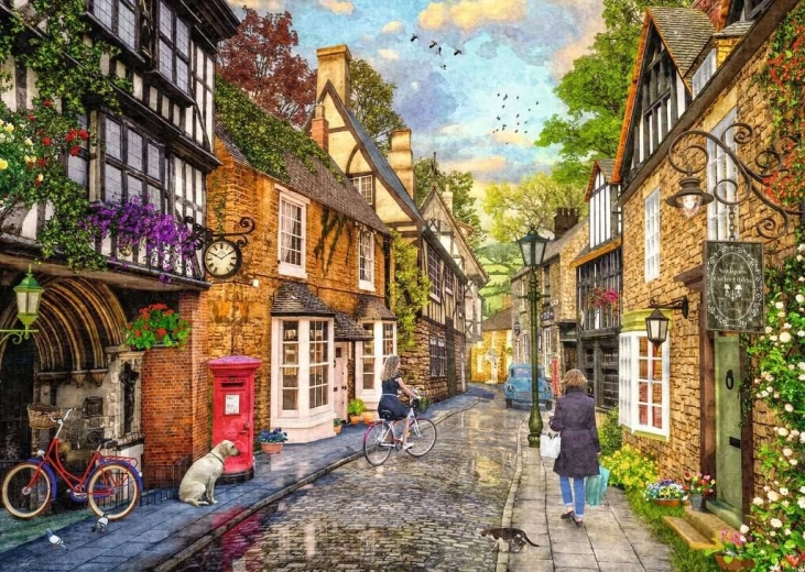 Puzzle Ravensburger Down the Lane 2: Meadow Hill Lane 1000 piezas