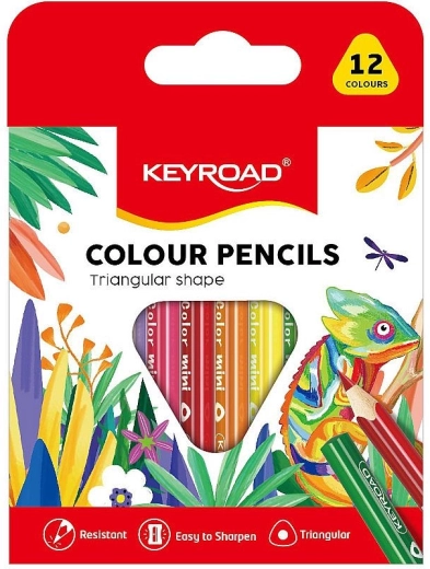 Lápices de colores Keyroad triangulares de media longitud, 12 colores