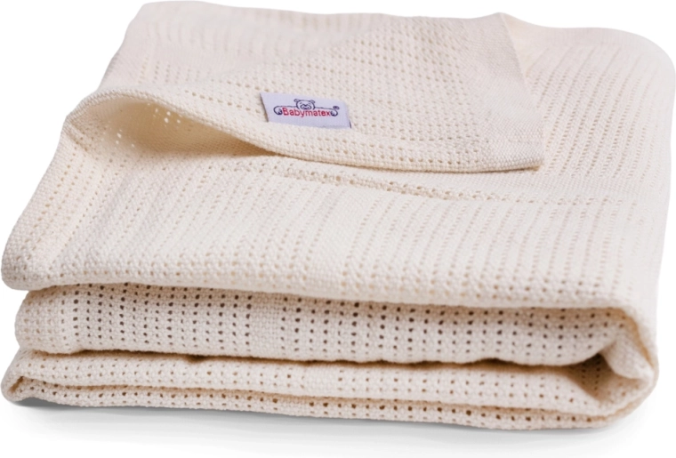 BabyMatex manta de punto de algodón Sisi blanca 75 × 100 cm – ecru, marfil