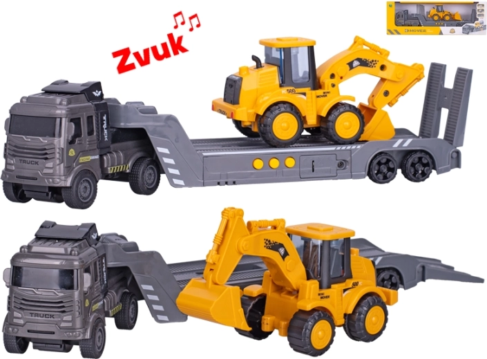Set de juego de maquinaria de construcción con camión y excavadora, mecanismo de inercia y sonidos
