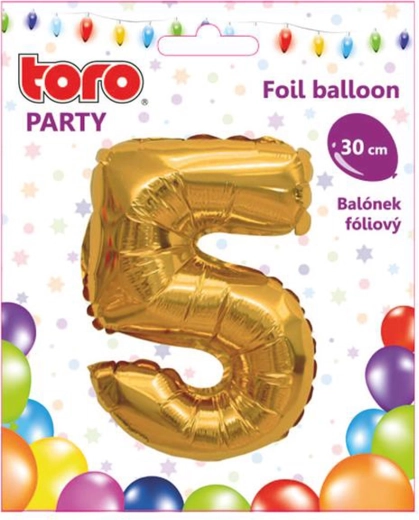 Globo de foil número 5 de 30 cm dorado TORO