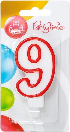 Vela de cumpleaños número 9 roja