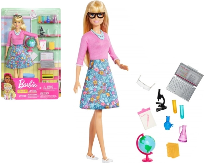 Muñeca Barbie maestra con portátil