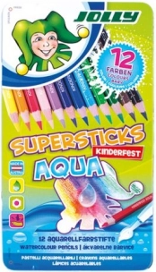 Lápices acuarelables JOLLY Supersticks Aqua, 12 colores en caja metálica