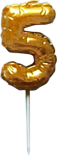 Vela para tarta con número 5 dorada con pincho 6 cm