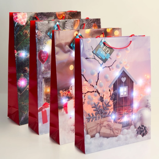 Bolsa de regalo LED con iluminación blanca fría - 1 unidad