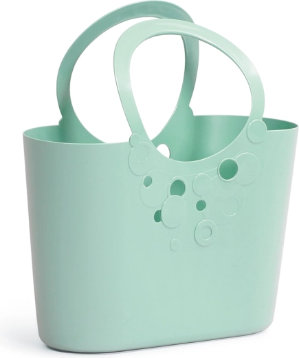 Bolso de plástico Lily 40 cm, color salvia: bolso elegante para compras y tiempo libre