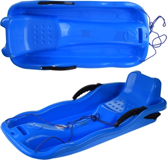 Deslizador de plástico para nieve con cuerda y frenos, rosa – azul