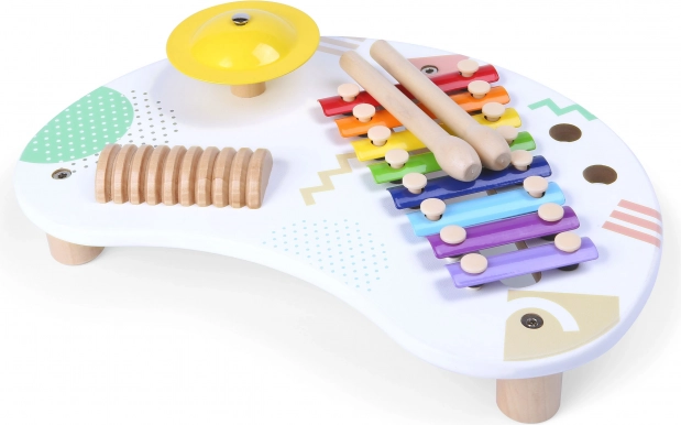 Mesa musical de madera con platillo y xilófono para niños 18+ meses ECOTOYS
