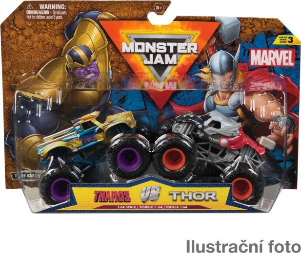 Monster Jam Marvel 1:64 – set de 2 monster trucks metálicos