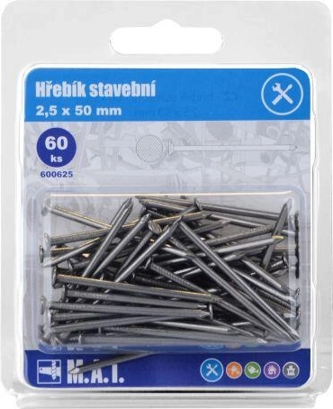 Clavos de construcción 50 × 2,5 mm, 60 uds.