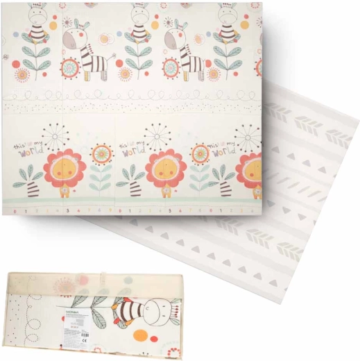 Alfombra educativa de espuma plegable y reversible 180 × 200 cm con animales