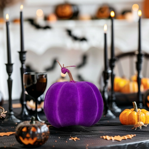 Decoración de Halloween: calabaza morada de 16,5 cm