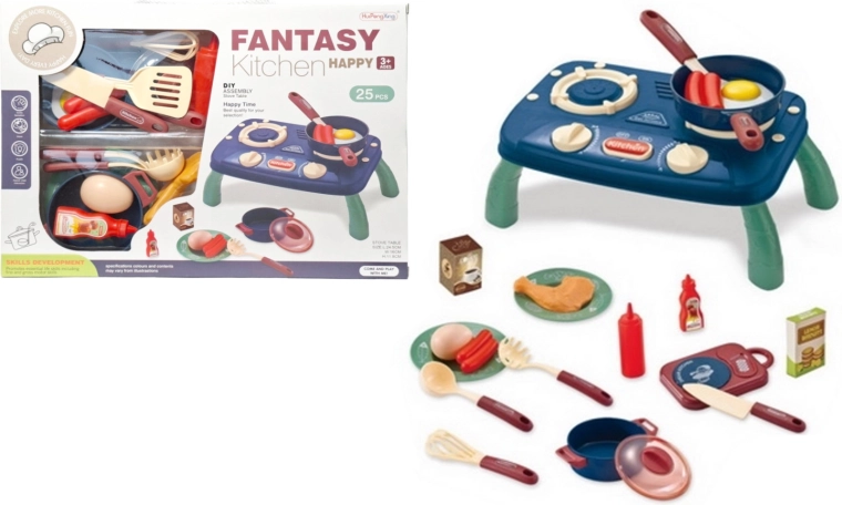 Cocina infantil con fogón y accesorios