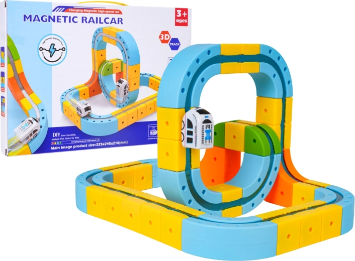 Pista de coches magnética de colores, 35 piezas