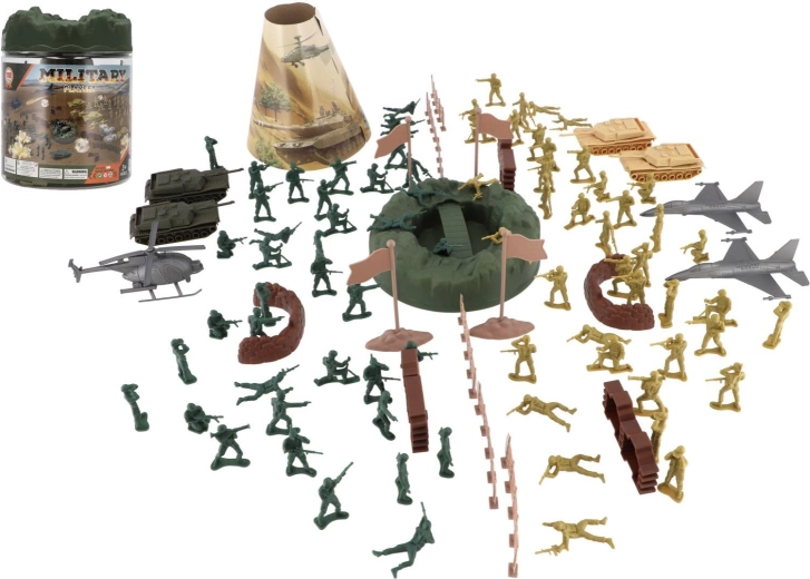 set militar de soldaditos 110 uds en bote de plástico