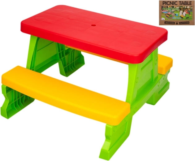 Mesa de picnic infantil Dorex para jardín con bancos, rosa