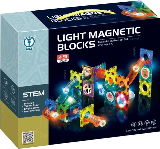 Pista magnética de canicas luminosa 49 piezas