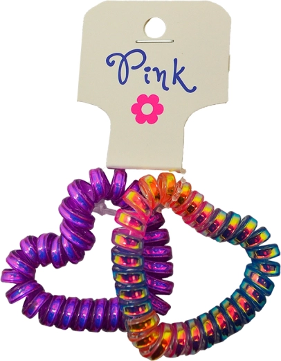 PINK gomas para el pelo con forma de corazón arcoíris y moradas (2 uds)