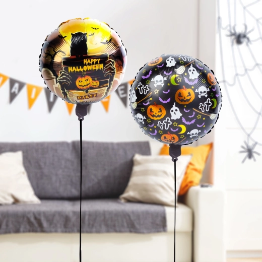 Set de globos de papel de aluminio de Halloween con calabaza y lápida – 2 unidades