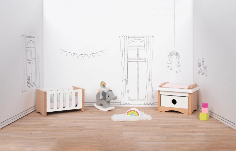Conjunto de muebles para dormitorio infantil para casa de muñecas goki