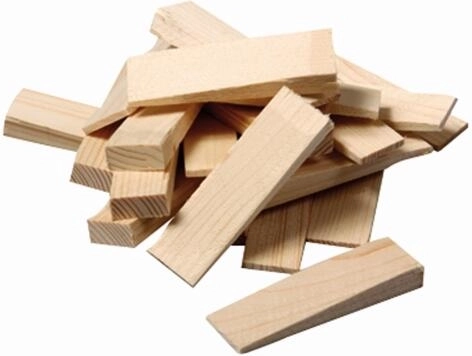 Cuñas de montaje de madera 100 × 25 × 16–1 mm, 14 uds