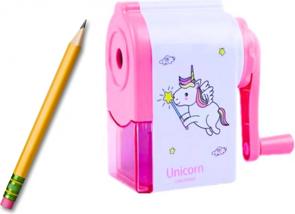 Sacapuntas con manivela Unicornio Rosa