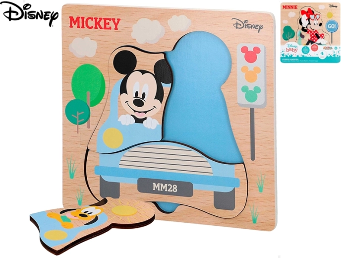 Puzle de madera DISNEY Mickey y Minnie para los más pequeños (4 piezas)