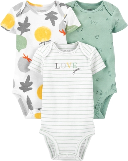 CARTER'S bodies de bebé de manga corta veggies neutro, 3 uds – Talla 56