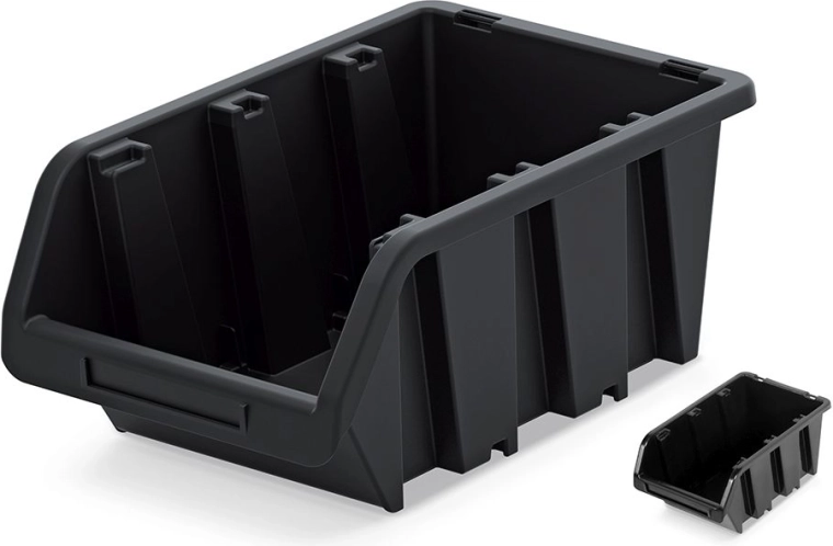 Caja de almacenamiento de plástico apilable 155 × 100 × 70 mm, negra