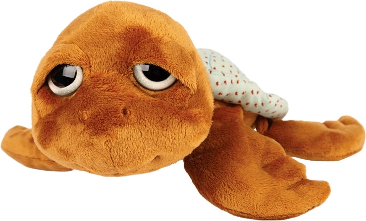 Tortuga de peluche suave marrón con caparazón verde claro