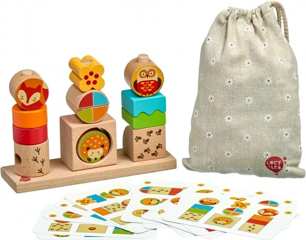 Lucy & Leo rompecabezas de madera Día y noche con tarjetas de modelos