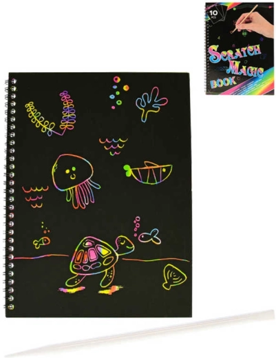 Set creativo mágico de rascar arcoíris A4 (10 hojas) con lápiz de rascar