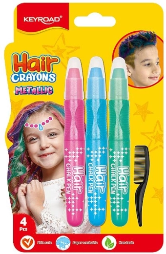 Tizas para el cabello KEYROAD Metallic cool – rosa, azul y verde
