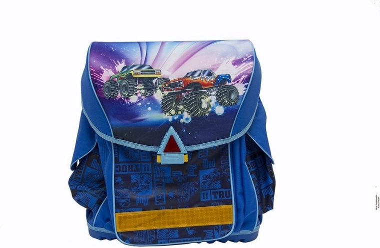 Cartera escolar Elite ergonómica y extra ligera azul con coches