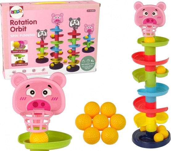 Tobogán educativo con pelotas de 6 niveles con canasta de cerdito