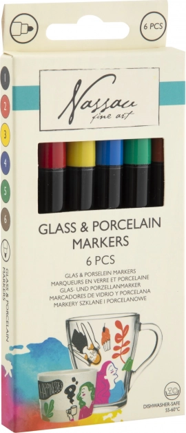 Rotuladores para vidrio y porcelana, set de 6 colores