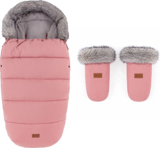 Set de invierno Petite&Mars: saco Comfy 4v1 y guantes para cochecito Fjora old rose