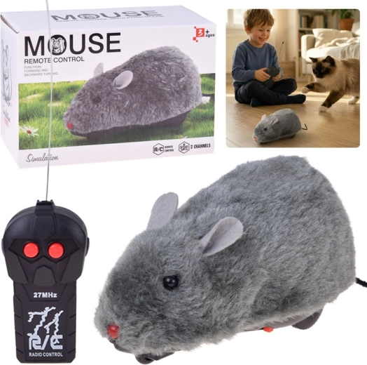 Ratón de peluche RC teledirigido gris de 27 MHz