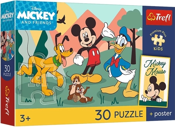 Trefl Disney Mickey y amigos puzzle infantil de 30 piezas + póster