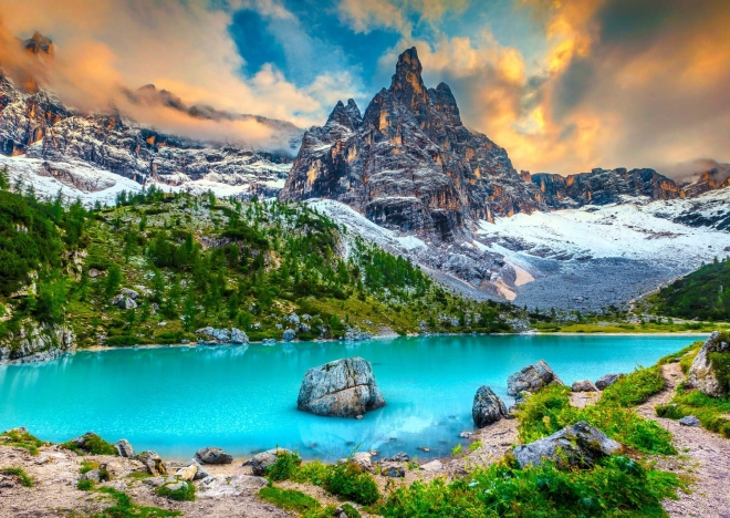 Puzzle ENJOY – lago Sorapis, Dolomitas (Italia), 1000 piezas