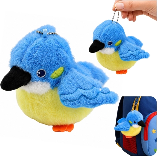 Pajarito de peluche para llavero azul 9 cm - 1 pieza