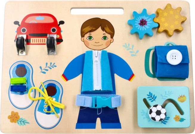 Tabla de actividades de madera para niños