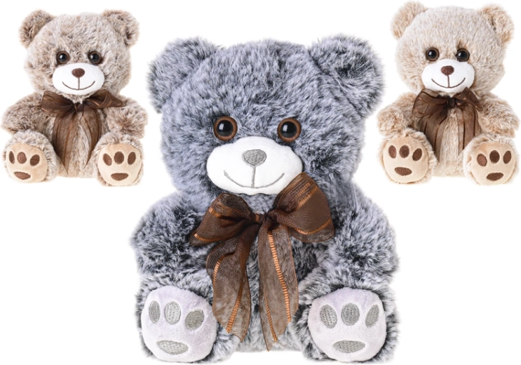 Osito de peluche de 18 cm con lazo, sentado, 3 colores