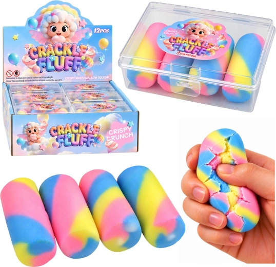 Caramelos sensoriales antiestrés para apretar con efecto crujiente en caja - 4 unidades