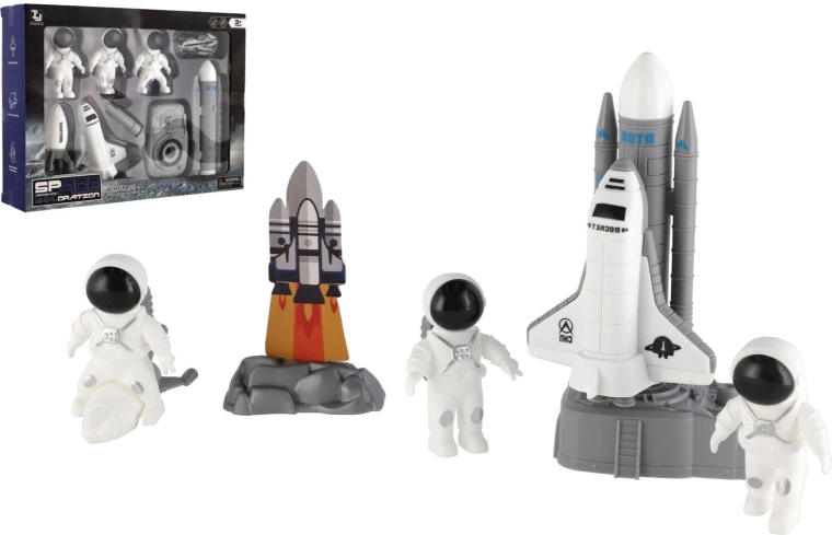 Set espacial – astronautas y transbordador lanzable con accesorios
