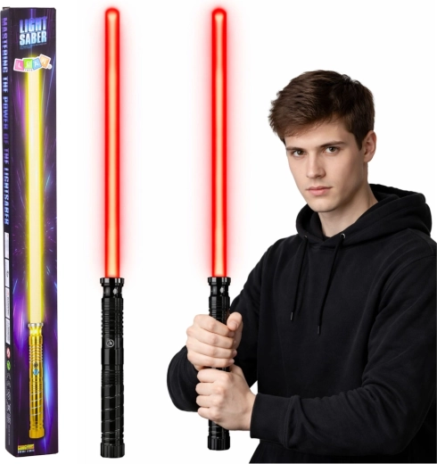 Sable de luz LED con empuñadura metálica de 75 cm con sonido