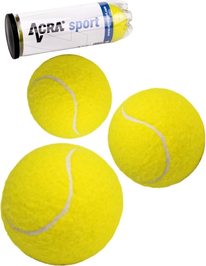 Pelotas de tenis ACRA recreativas amarillas, 3 uds en bote