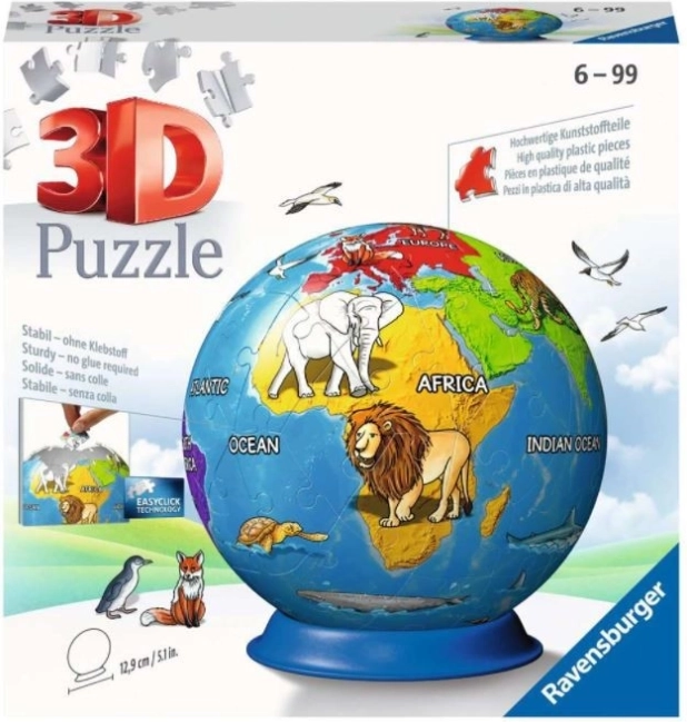 Ravensburger rompecabezas 3D globo terráqueo infantil, 72 piezas