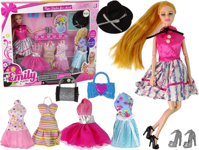 Muñeca Emily con vestidos y accesorios intercambiables